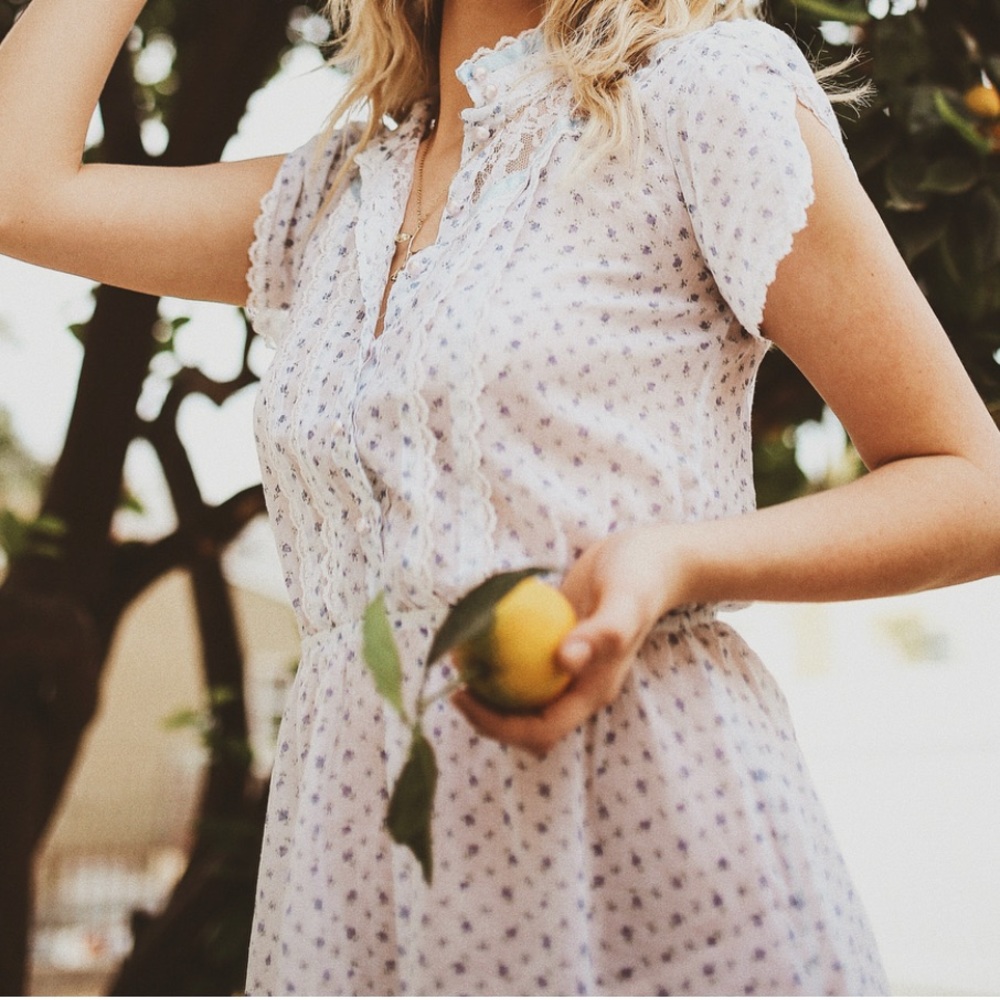 Vintage white and blue floral dress